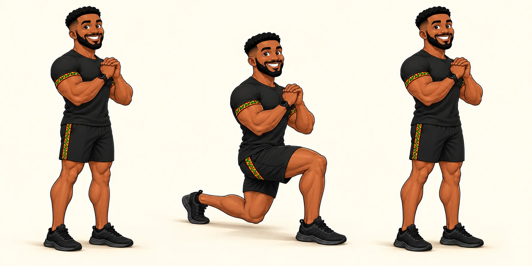 Sequência de execução do exercício Lunge