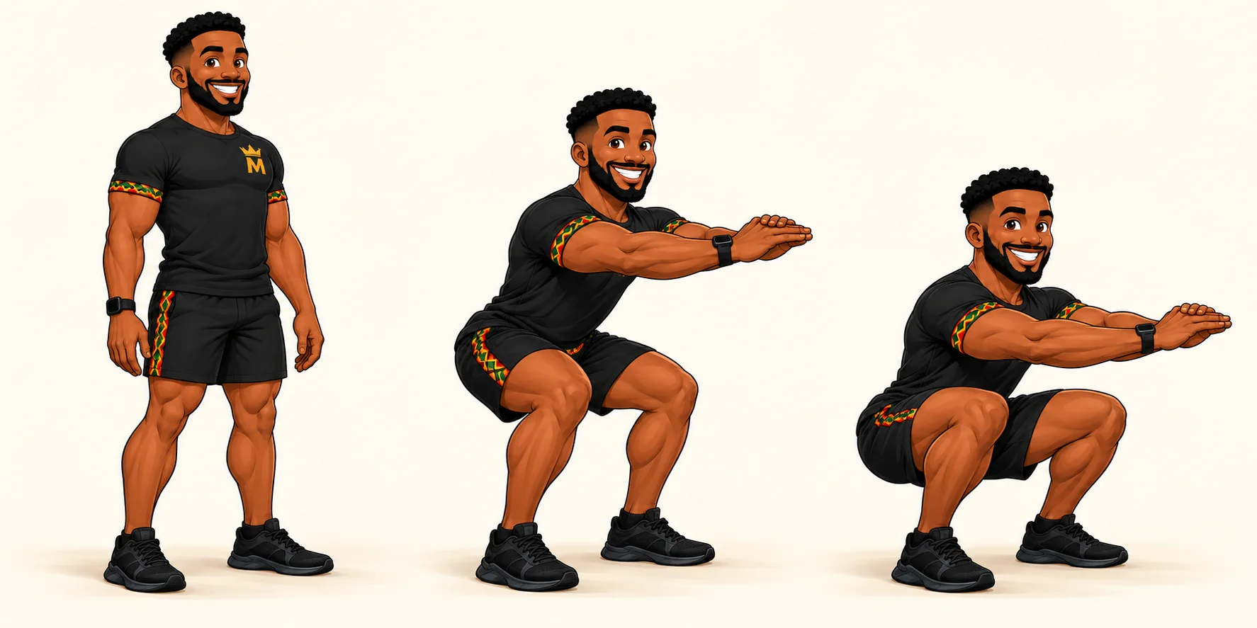 Sequência de execução do exercício Squat