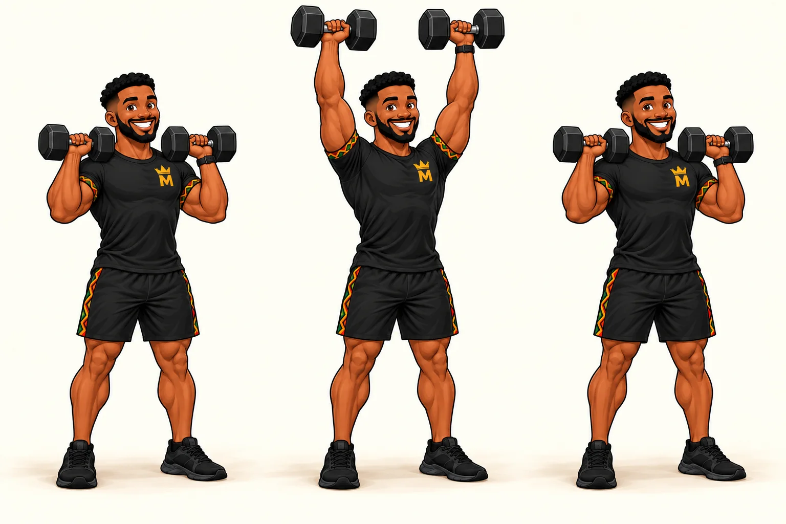 Sequência de execução do exercício Shoulder press