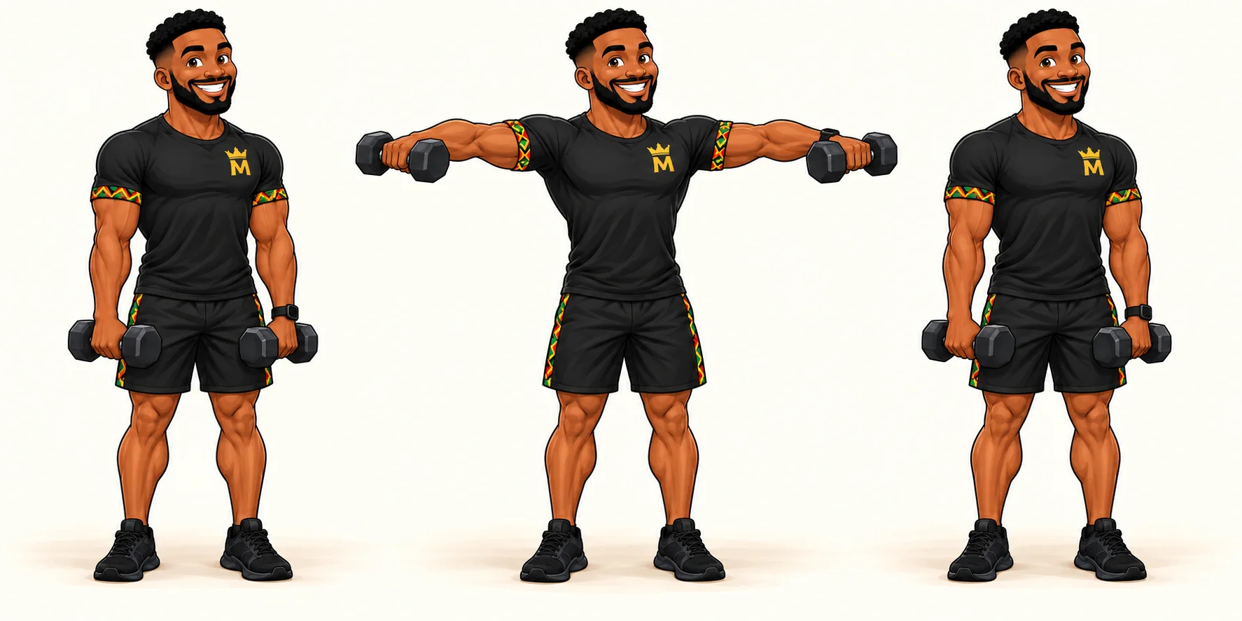 Sequência de execução do exercício Lateral raise