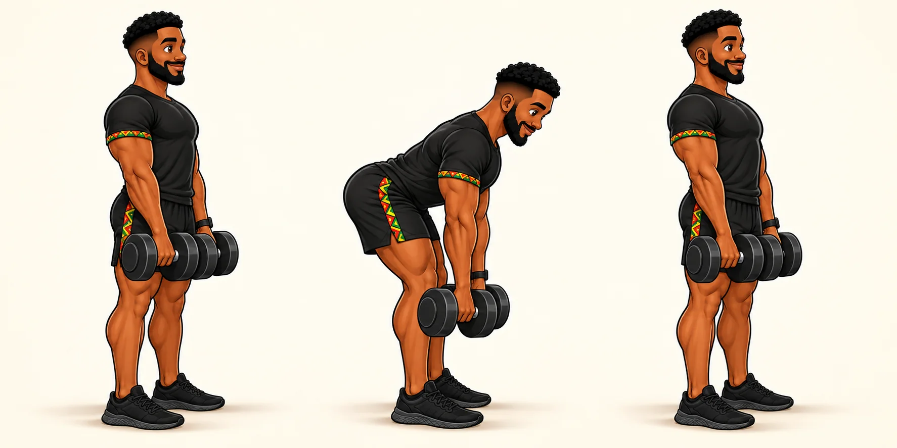 Sequência de execução do exercício Romanian deadlift