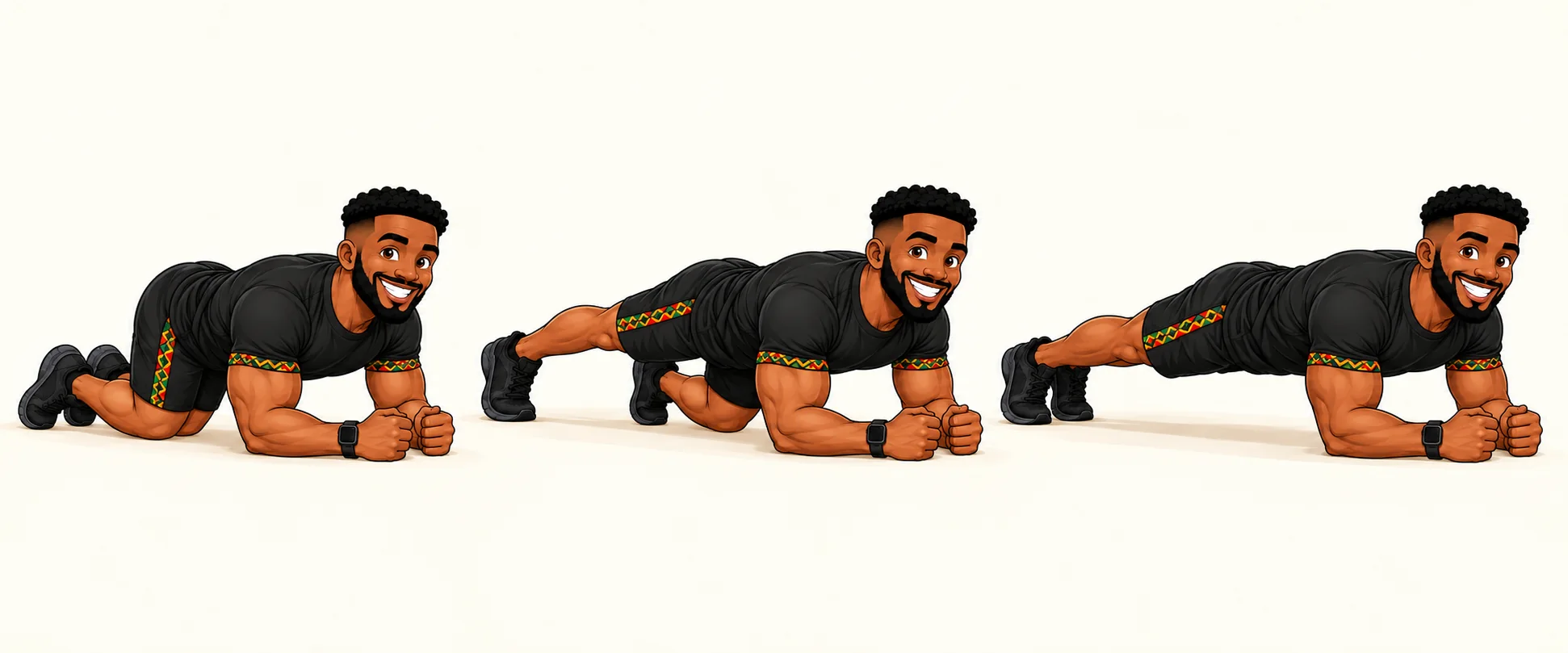 Sequência de execução do exercício Planche