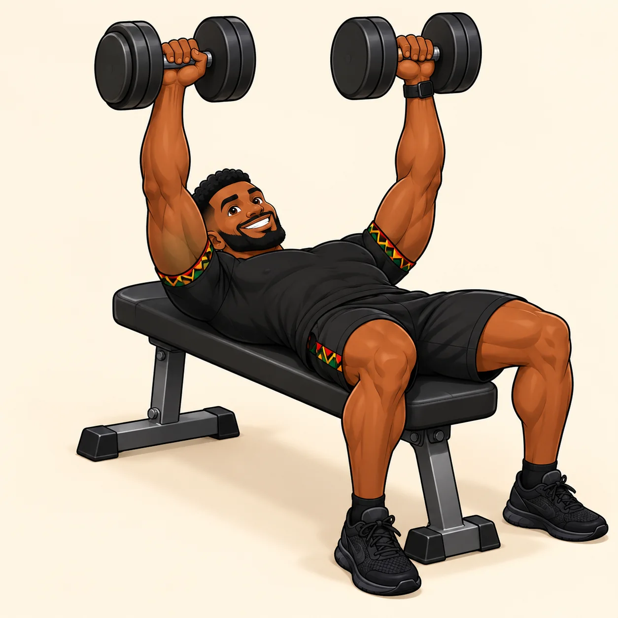 MR MWANGOLE demonstrates Dumbbell bench press